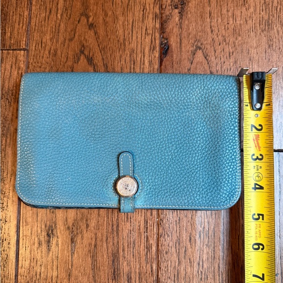 Authentic Hermes Dogon Wallet Togo Blue Jean leather - Picture 14 of 16